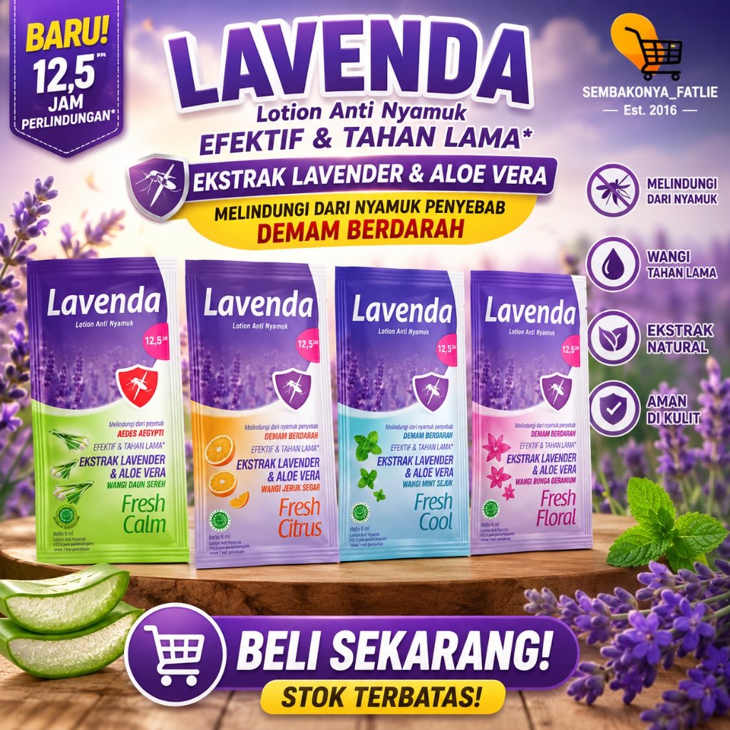 LAVENDA ANTI NYAMUK LOTION / 1 RENCENG ISI 12 PCS