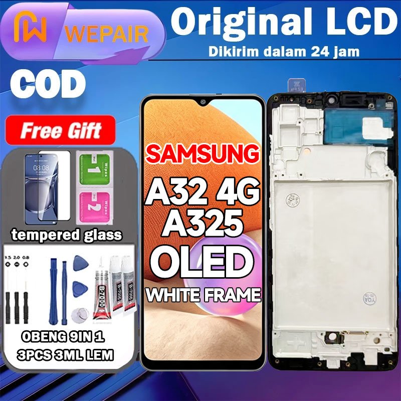 OLED LCD TOUCHSCREEN + FRAME SAMSUNG GALAXY A32 4G A325 OLED WHITE FINGERPRINT