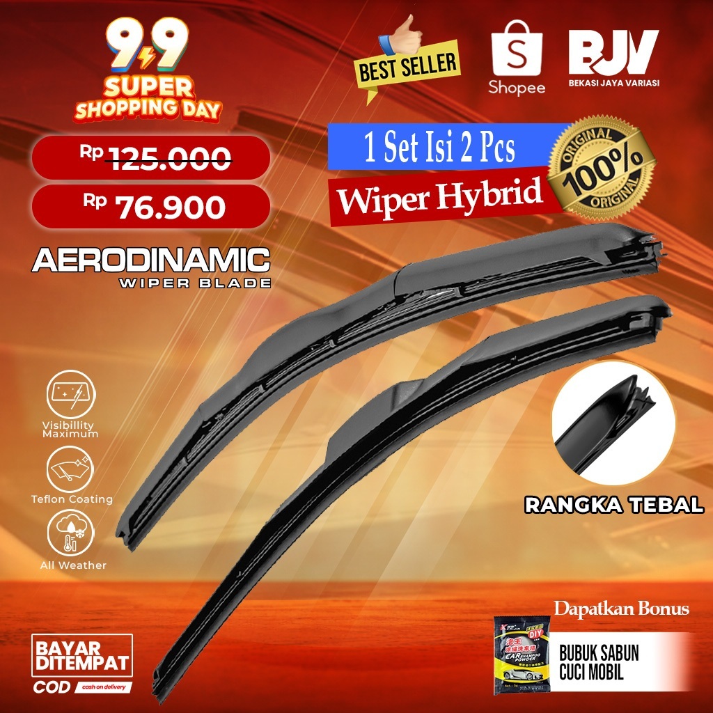 AERODINAMIC 1 Set Wiper Model Hybrid Semua Tipe Mobil Karet Wiper Mobil Model Original Kaca Mobil Un