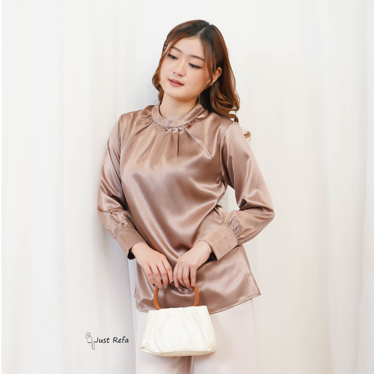 Blouse Satin / Atasan Satin Premium - Mela - Just Refa