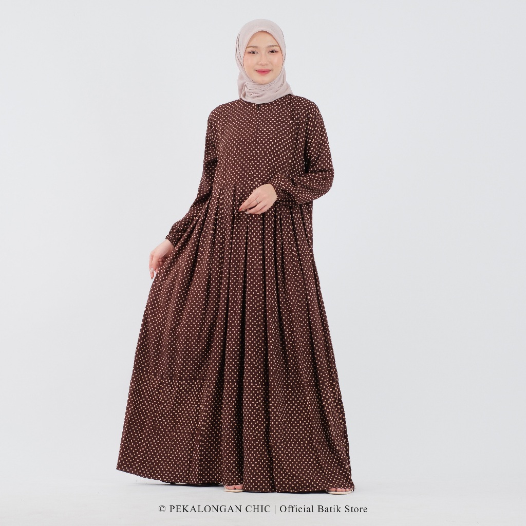 GAMIS MOTIF FULL POLKA GAMIS RAYON AMRA PREMIUM TWILL ORI PEKALONGAN JUMBO GAMIS KATUN RAYON TEBAL A