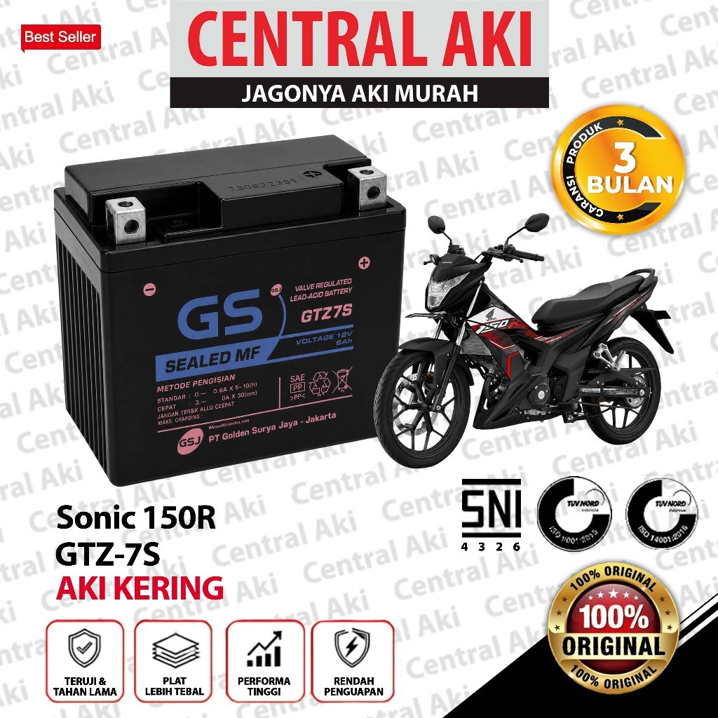 Aki Motor Sonic 150R GTZ7S Aki Kering