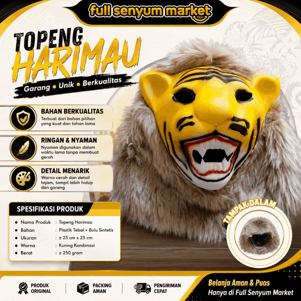 VIRALLL Topeng Harimau / Topeng Macan Bulu / Topeng Harimau Bulu / Topeng Macan / Topeng Festival / 