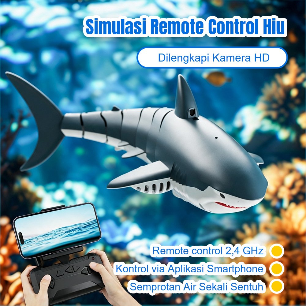 Uoptoy Mainan Remote Control Hiu 2.4G - Kapal Selam RC Air Waterproof Kamera HD + APP Kontrol - Main