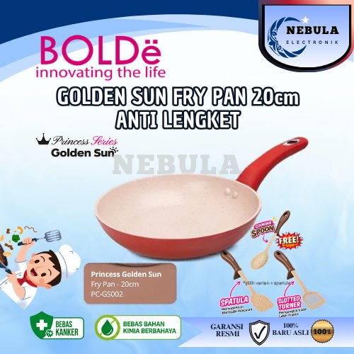 BOLDE GOLDEN SUN PRINCES SERIES FRY PAN 20CM / WAJAN ANTI LENGKET / FRYPAN / PANCI GORENG / GRANITE 