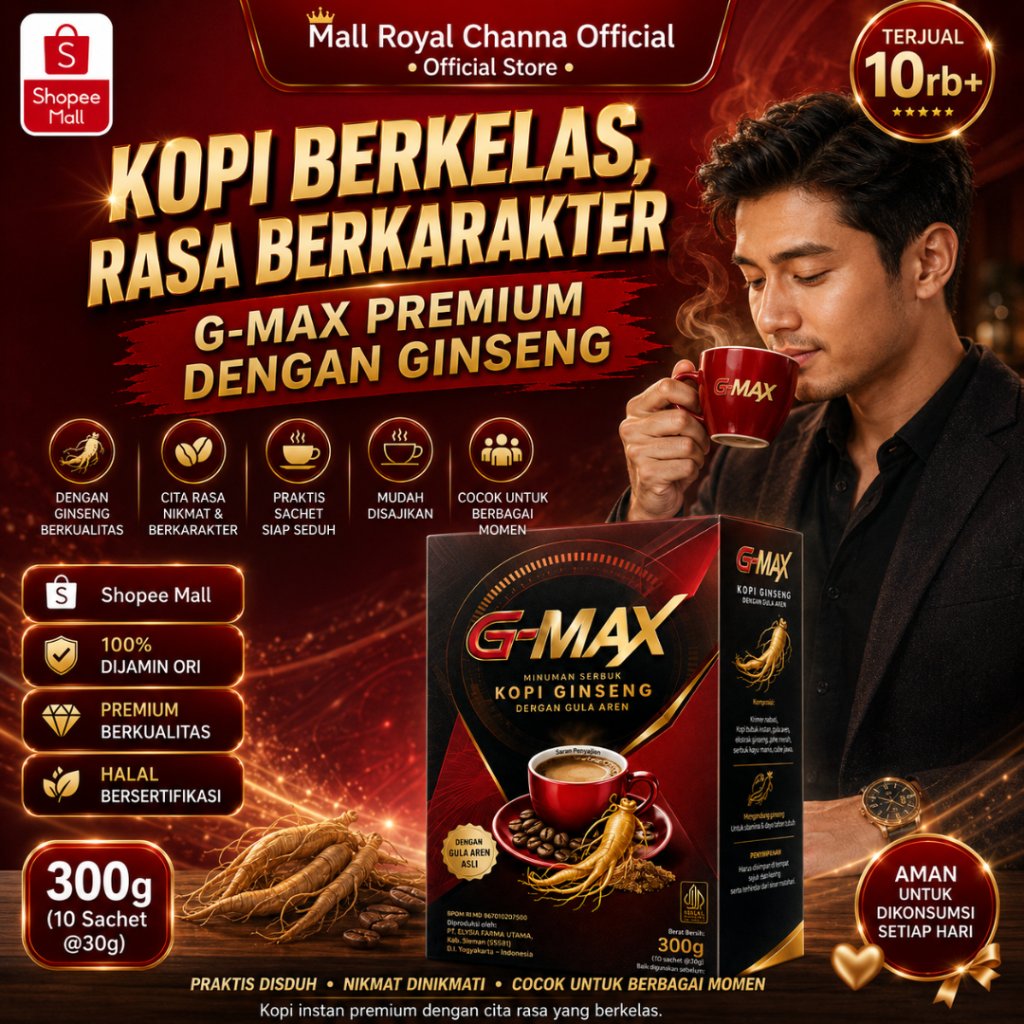 KOPI G MAX KOPI GINSENG PILIHAN Kopi instan premium dengan cita rasa yang berkelas