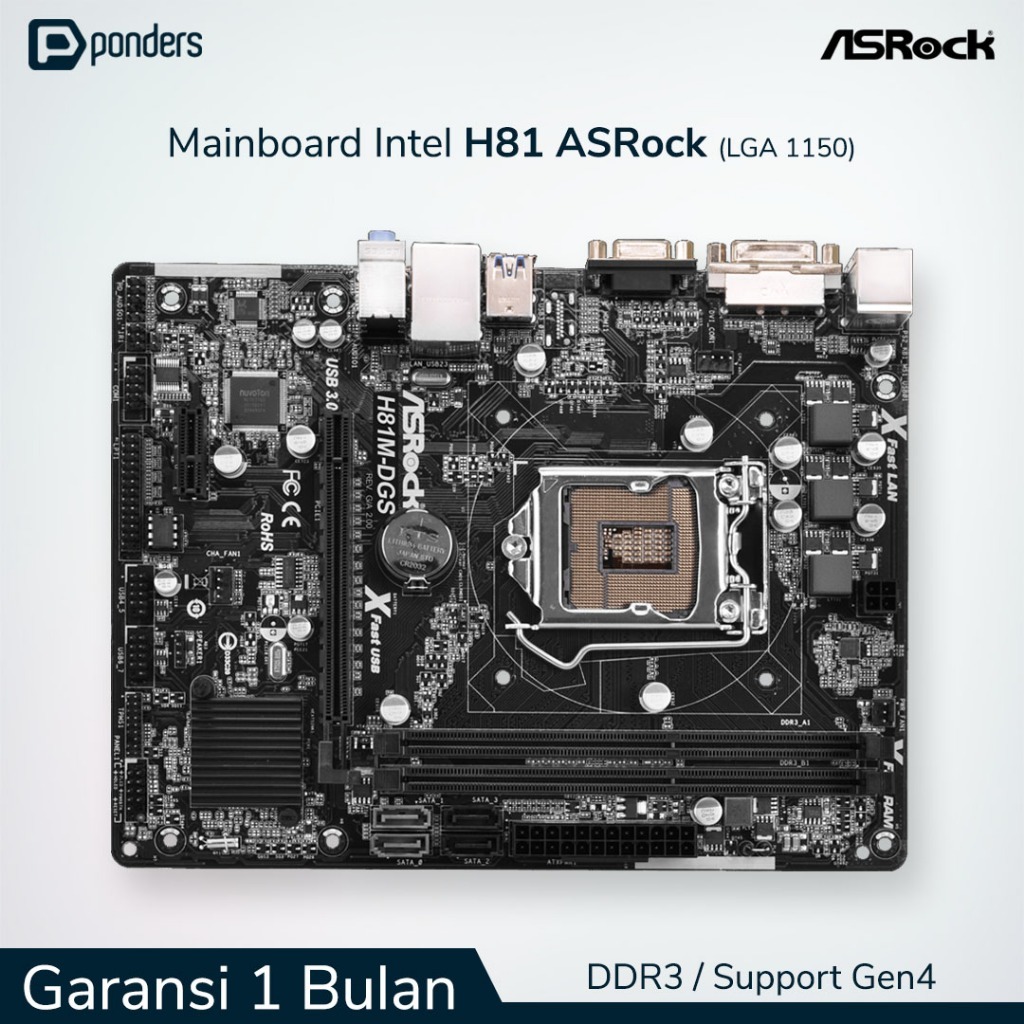 Mainboard Intel ASRock H81 LGA 1150 DDR3 Support Gen4