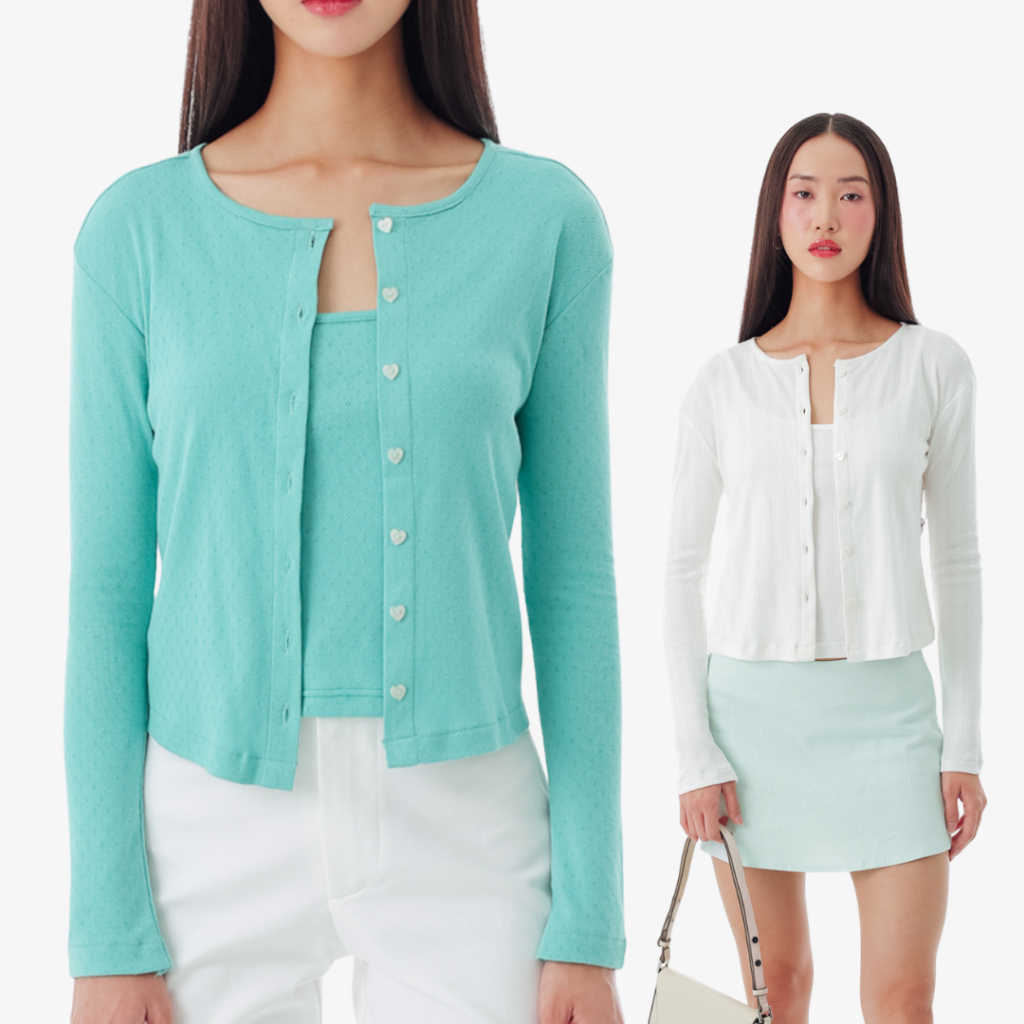 LILY SET – OUDRE | Cardigan Set | Knit Pointelle
