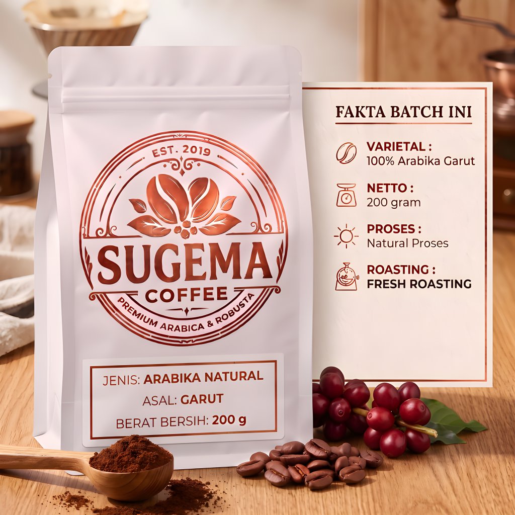SUGEMA - Kopi Arabika Asli Garut Natural Proses 200g - Bubuk Kopi Murni Premium Aromatik