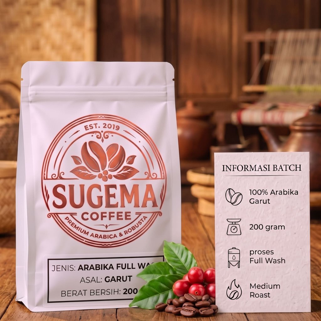SUGEMA - Kopi Arabika Asli Garut Full Wash Proses 200g - Bubuk Kopi Premium Aromatik