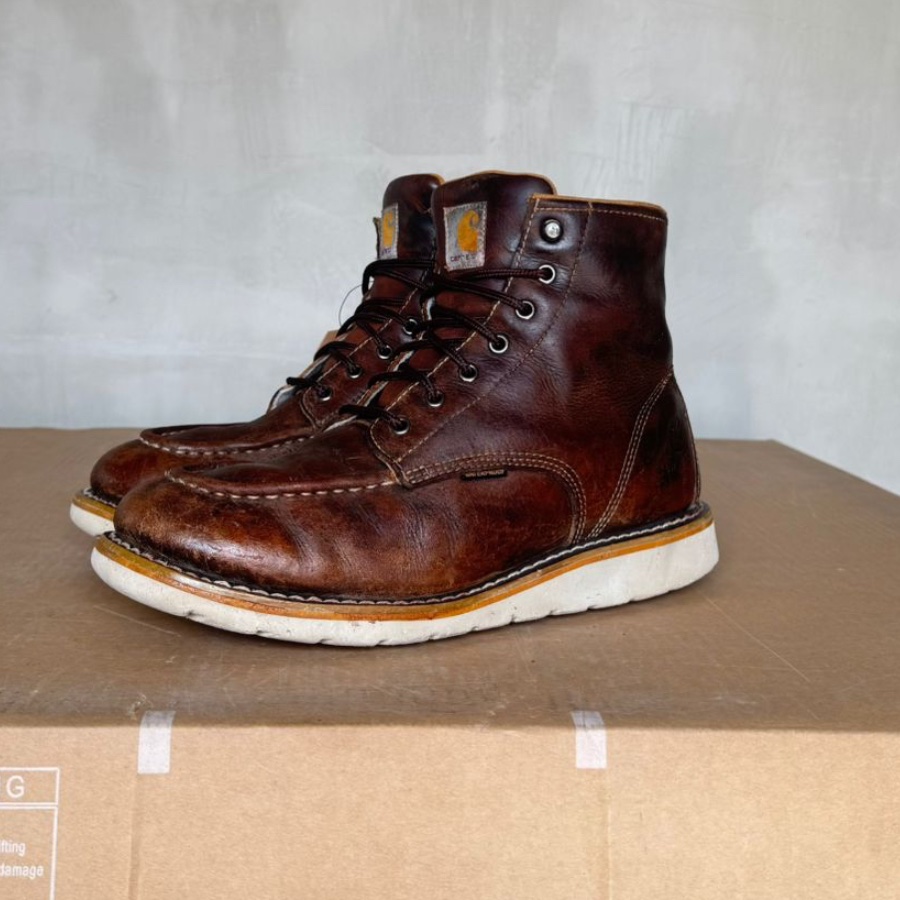 Carhartt waterproof 6 inch moc toe brown leather boot