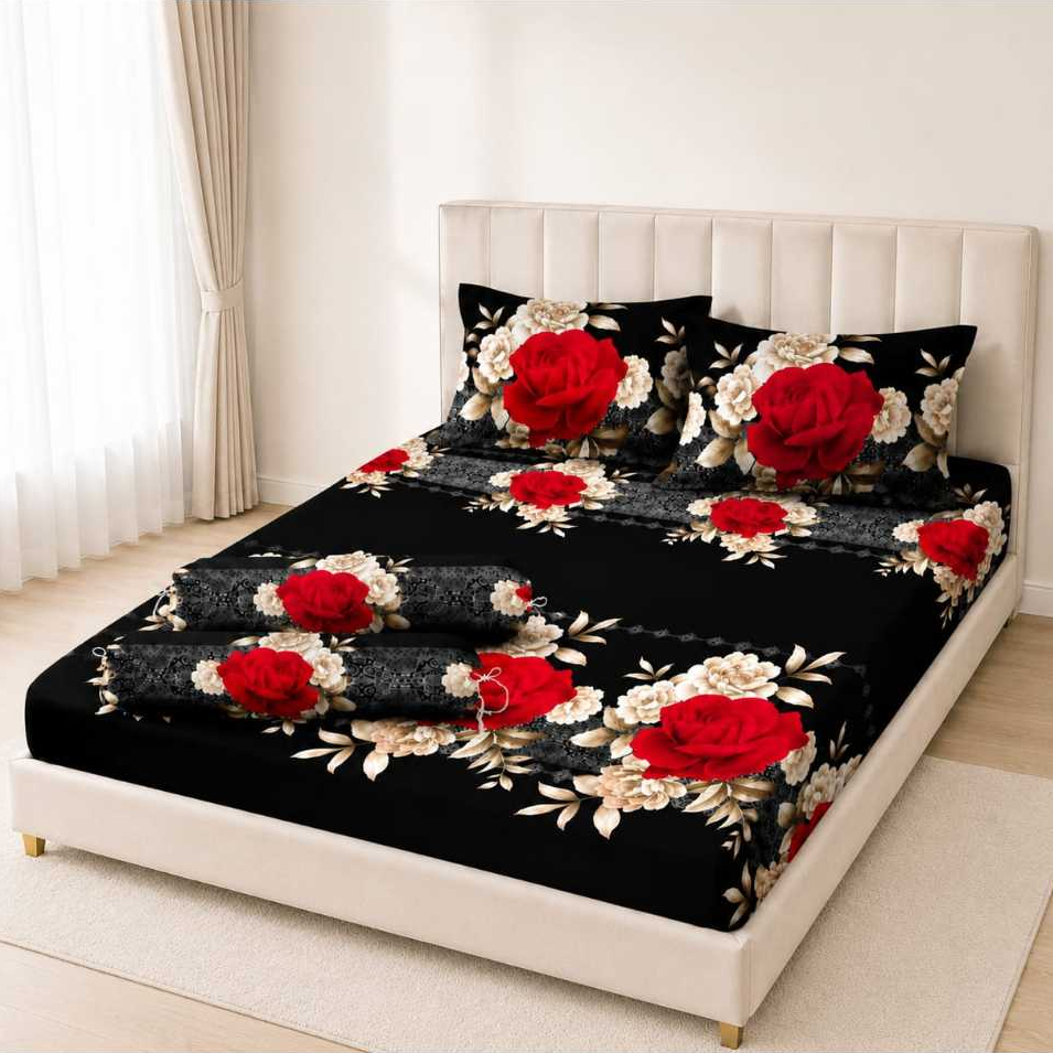 ( PROMO ) Sprei Batangan 3D Bunga 180x200 King Queen Single Bahan Katun Halus Anti Luntur Tanpa Bant