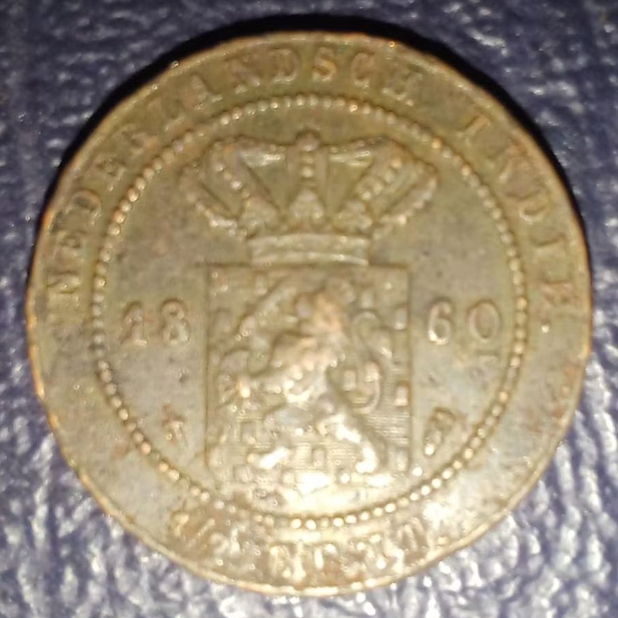 Uang kuno koin 1/2 Cent Nederlandsch Indie tahun 1860