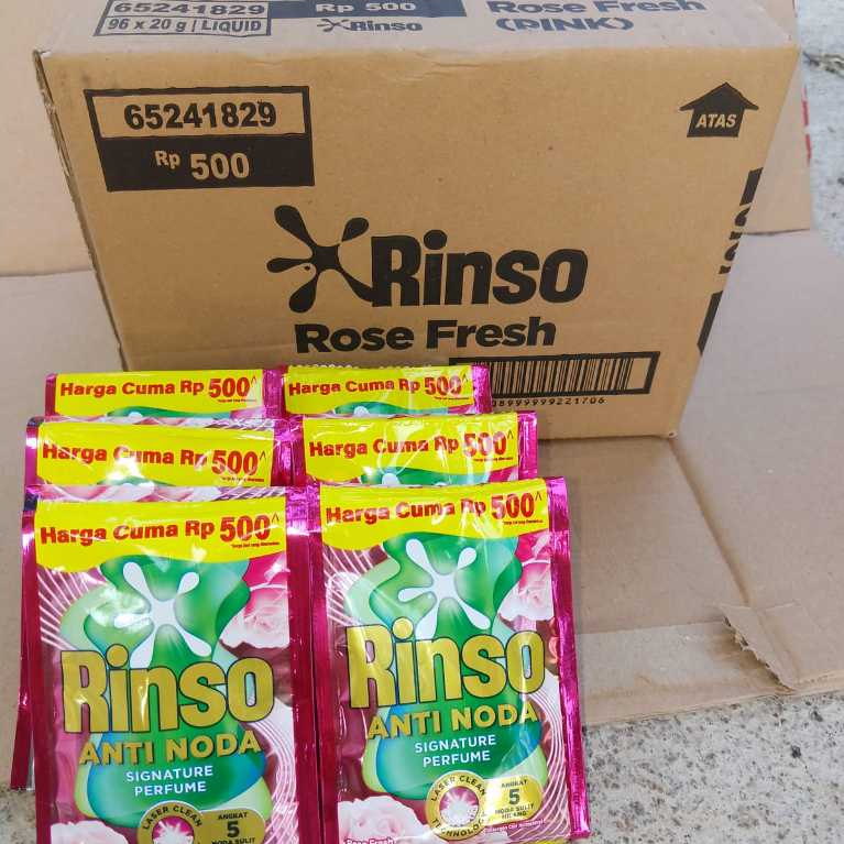 1 Dus Rinso Cair Isi 96 Sachet Anti Noda Kemasan Baru 20 Gr