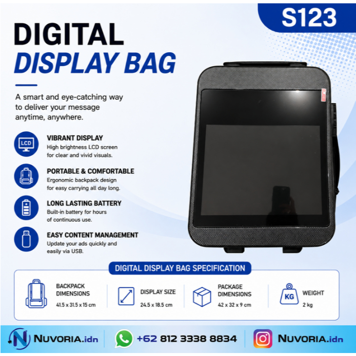 Digital Display Bag | Tas Display LED Backpack Screen Smart Bag | Tas LED Pixel Screen S123