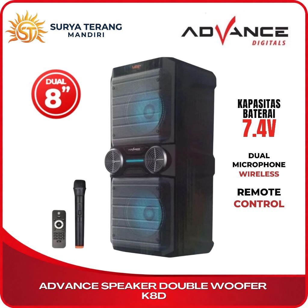 ADVANCE SPEAKER DOUBLE WOOFER K8D 8Inch  ADVANCE
