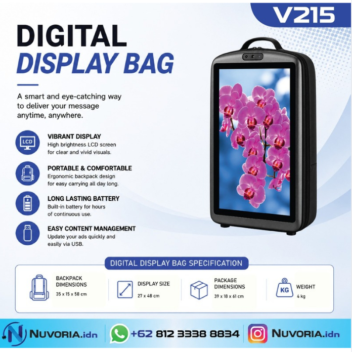 Digital Display Bag | Tas Display LED Backpack Screen Smart Bag | Tas LED Pixel Screen V215