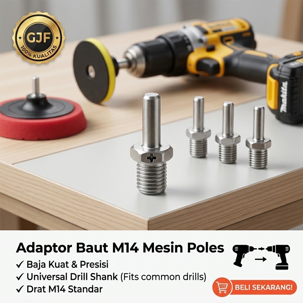Baut Adaptor Konektor M14 / Baut M14 / Drat M14 Untuk Mesin Poles