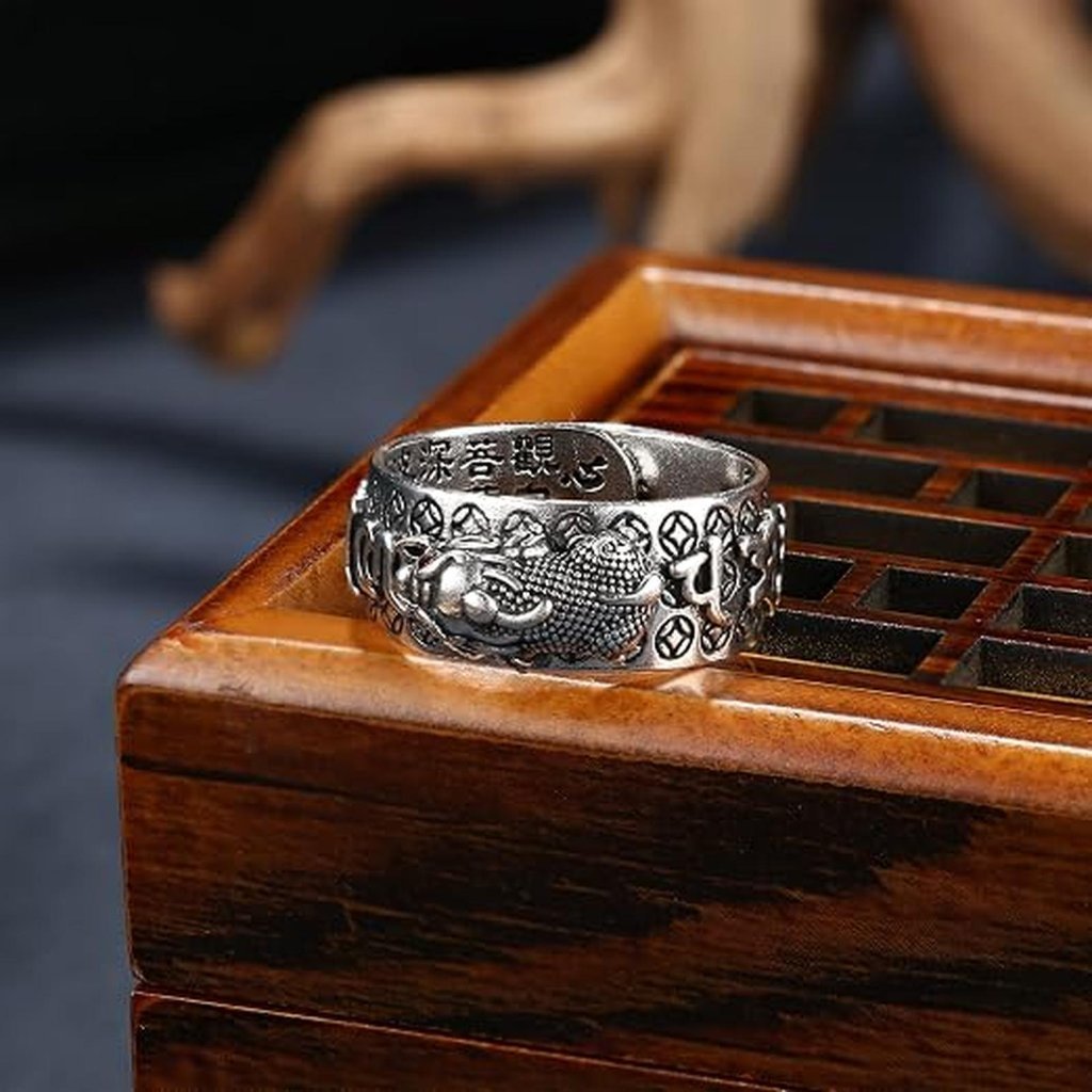 Cincin Pixiu Vintage / Cincin Pixiu Pria Motif Ukiran China Vintage Aksesoris Fashion / Cincin Pixiu