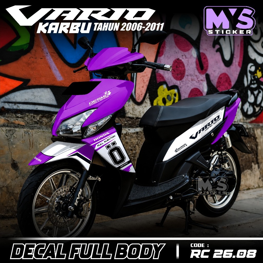 ( COD ) Terbaru Sticker Decal Full Body Honda Vario 110 Cw Karbu Tahun 2006 2007 2008 2009 2010 2011