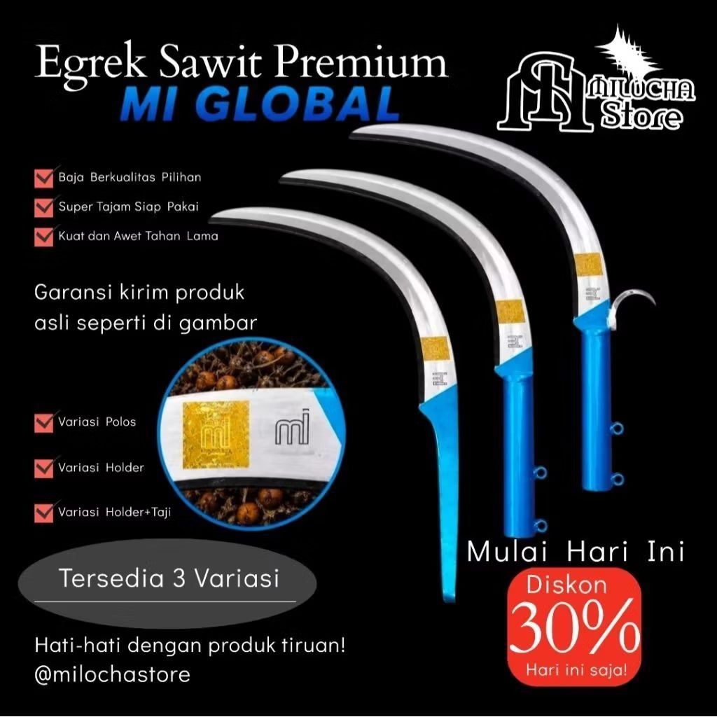 Egrek Sawit MI GLOBAL Original Kuat, Tajam, Siap Pakai, Tanpa Asah Praktis dan Efisien