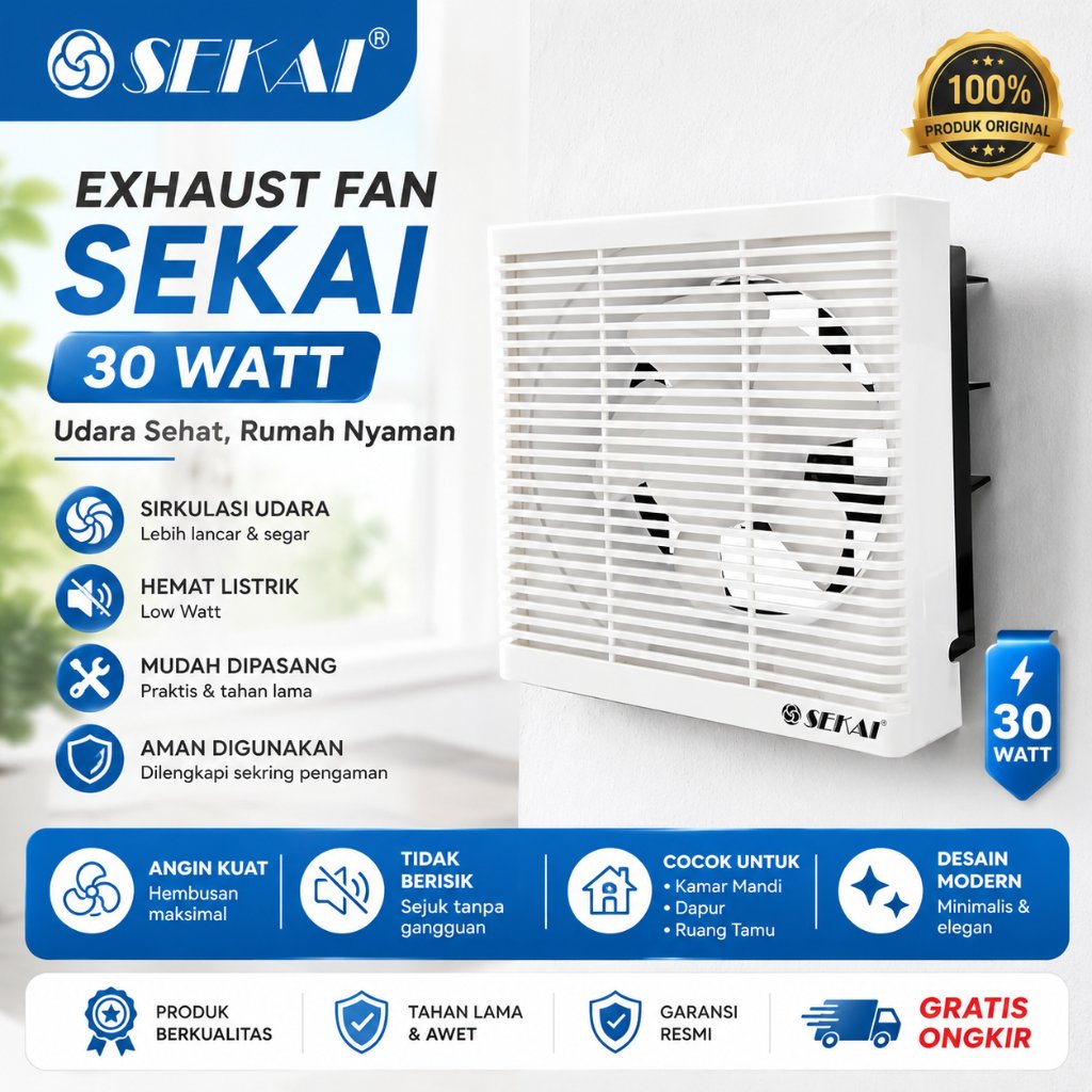SEKAI KIPAS DINDING 8 INCH WEF 890/ SEKAI EXHAUST FAN 8" WEF890 GARANSI