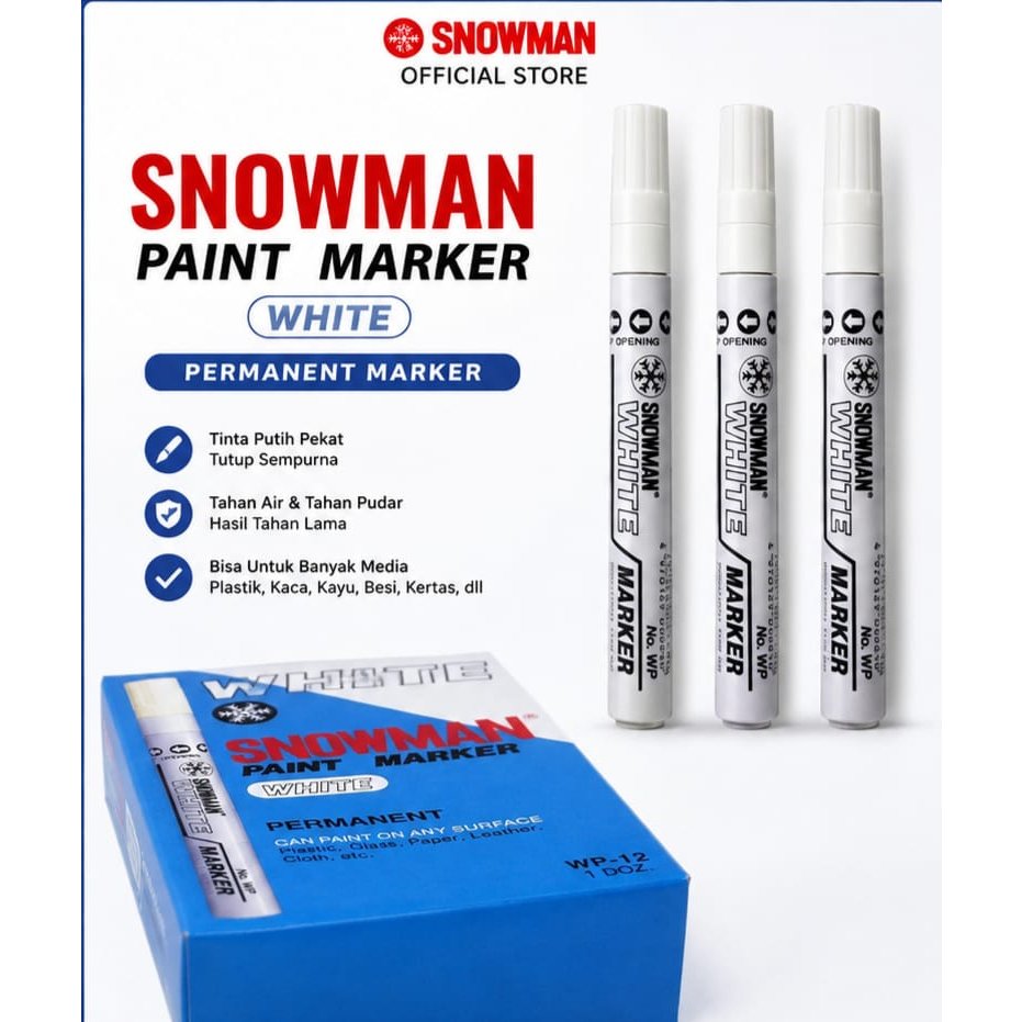 spidol snowman putih permanen 1pcs