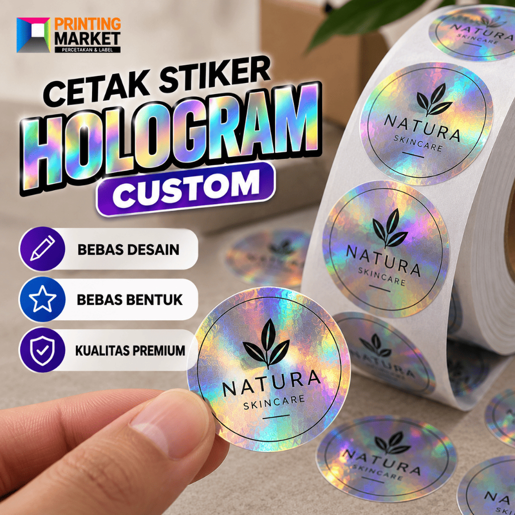 sticker hologram custom cutting stiker costume cutting segel anti air (satuan)