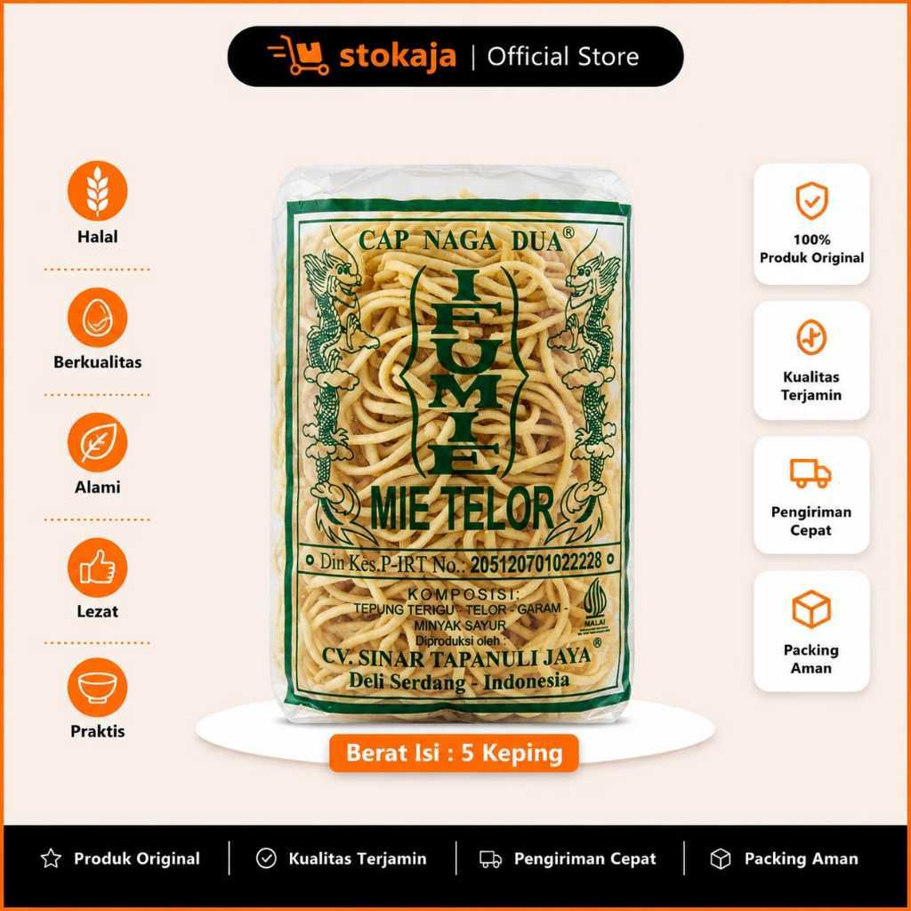 Mie Telor Ifumie Cap Naga Dua 5 Keping Halal Alami Berkualitas Praktis