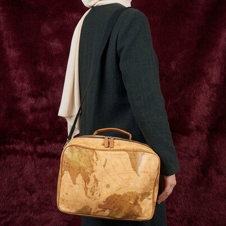 Tas Olivia Hassler Map Print Boston Bag Besar Preloved - Tas Selempang / Travel Kerja Wanita