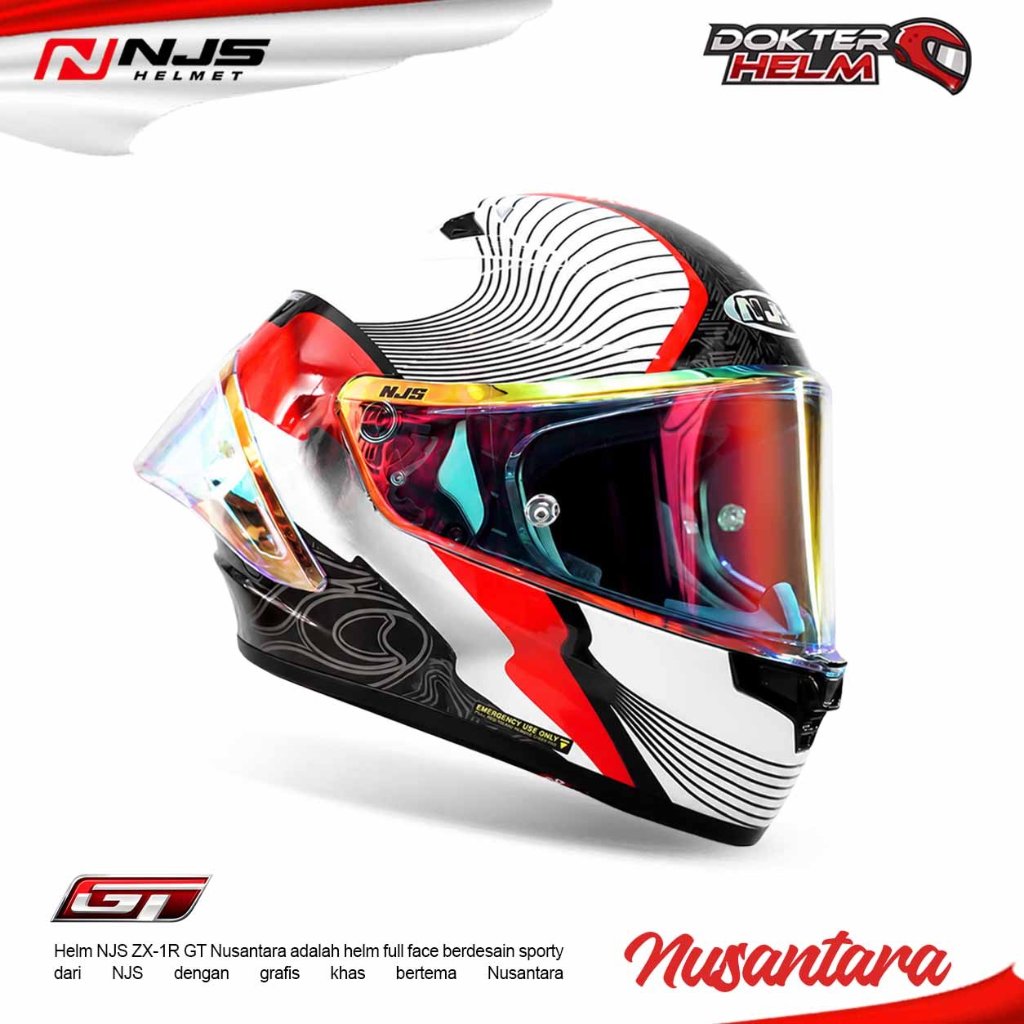 PAKET GANTENG NJS ZX1R GT NUSANTARA - Helm Full Face NJS ORIGINAL SNI