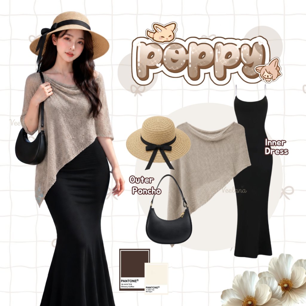 Outfit Pantai Dress Outer ( Topi Pantai, Outer Poncho, Dress Bodycon ) OOTD Pantai Wanita | Oneset H