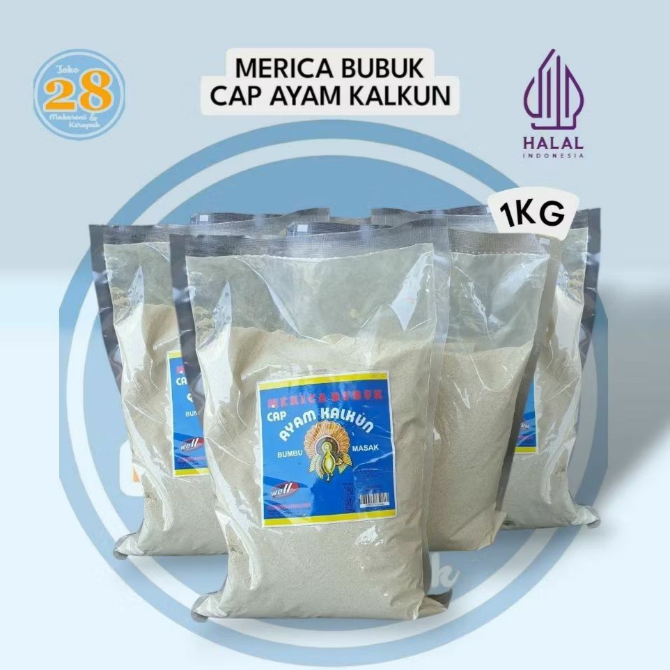 [Pak 1KG] Bumbu Instant Tabur Merica Pedes Lada Bubuk Cap Kalkun