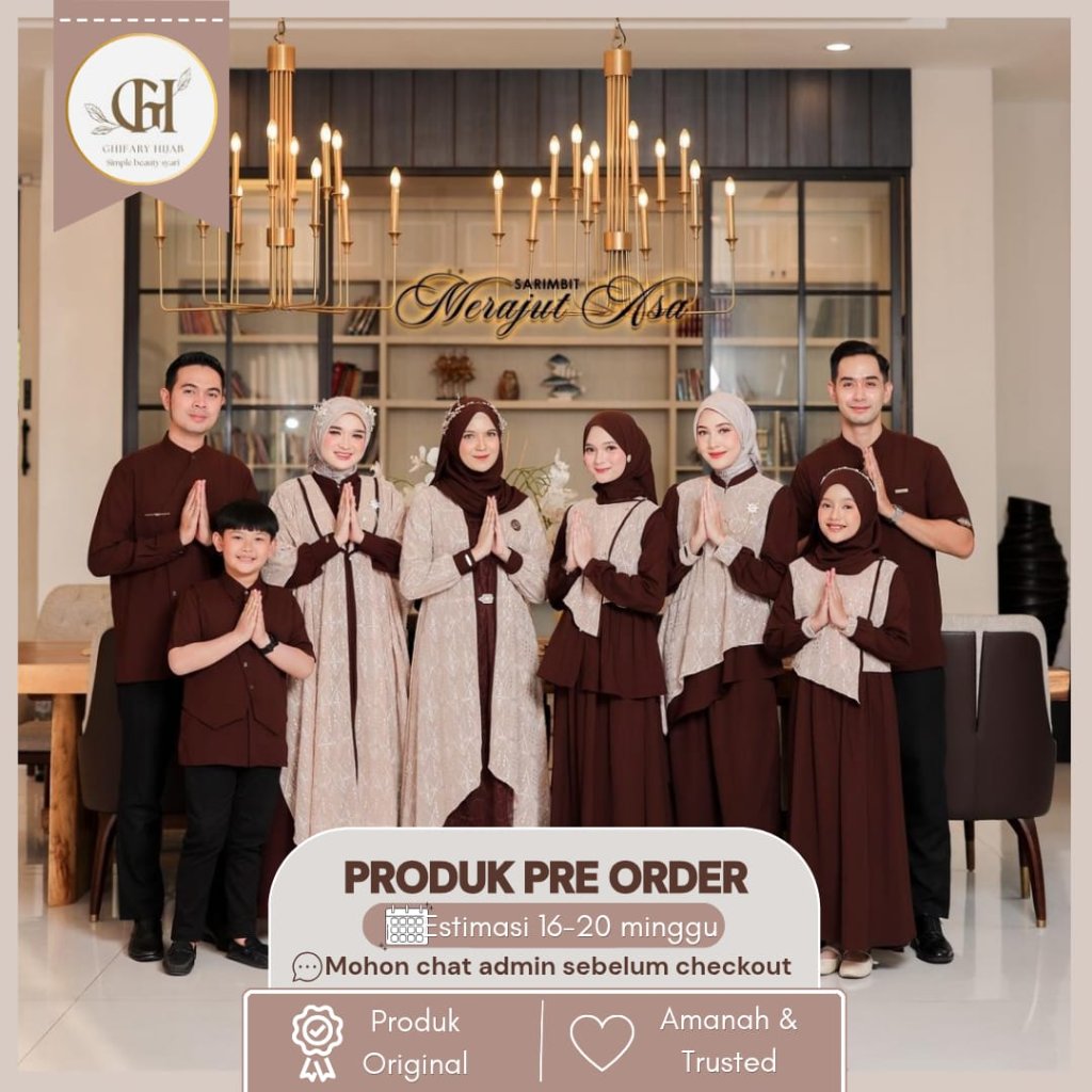 Merajut asa sarimbit lebaran 2027 by SS hijab OPEN PRE ORDER (READY JANUARI 2027) Family set couple 