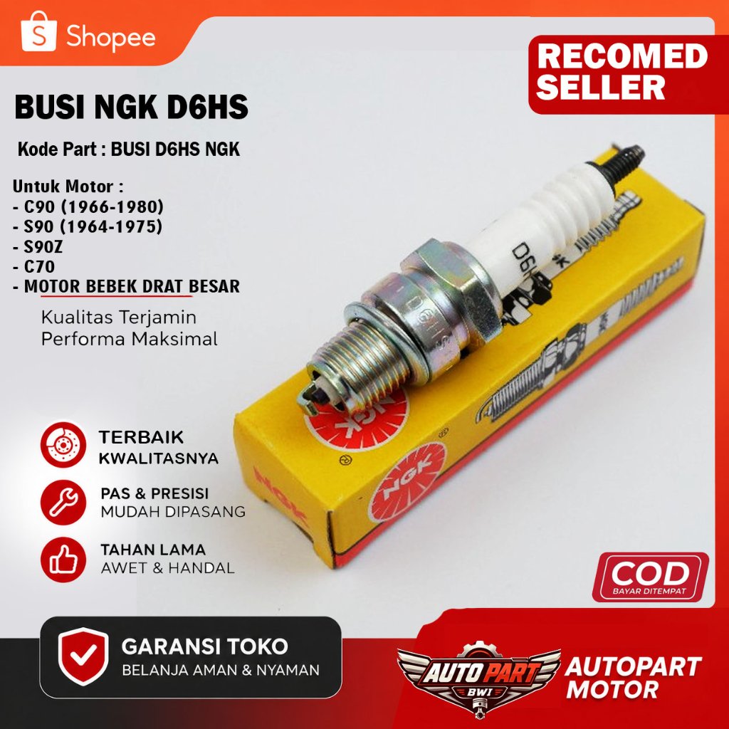 Busi Motor RACING  NGK D6HS Drat besar Grand