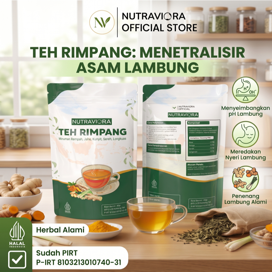 NUTRAVIORA Teh Rimpang Minuman Rempah Untuk Asam Lambung Botanikal Rimpang JSR 100% Herbal
