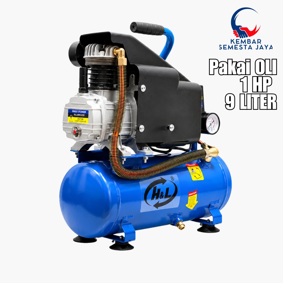 HNL H&L HL MESIN KOMPRESOR ANGIN OLI 1 HP 9 Liter 9L 750 Watt Portable Mini Air Compressor DIRECT Pa