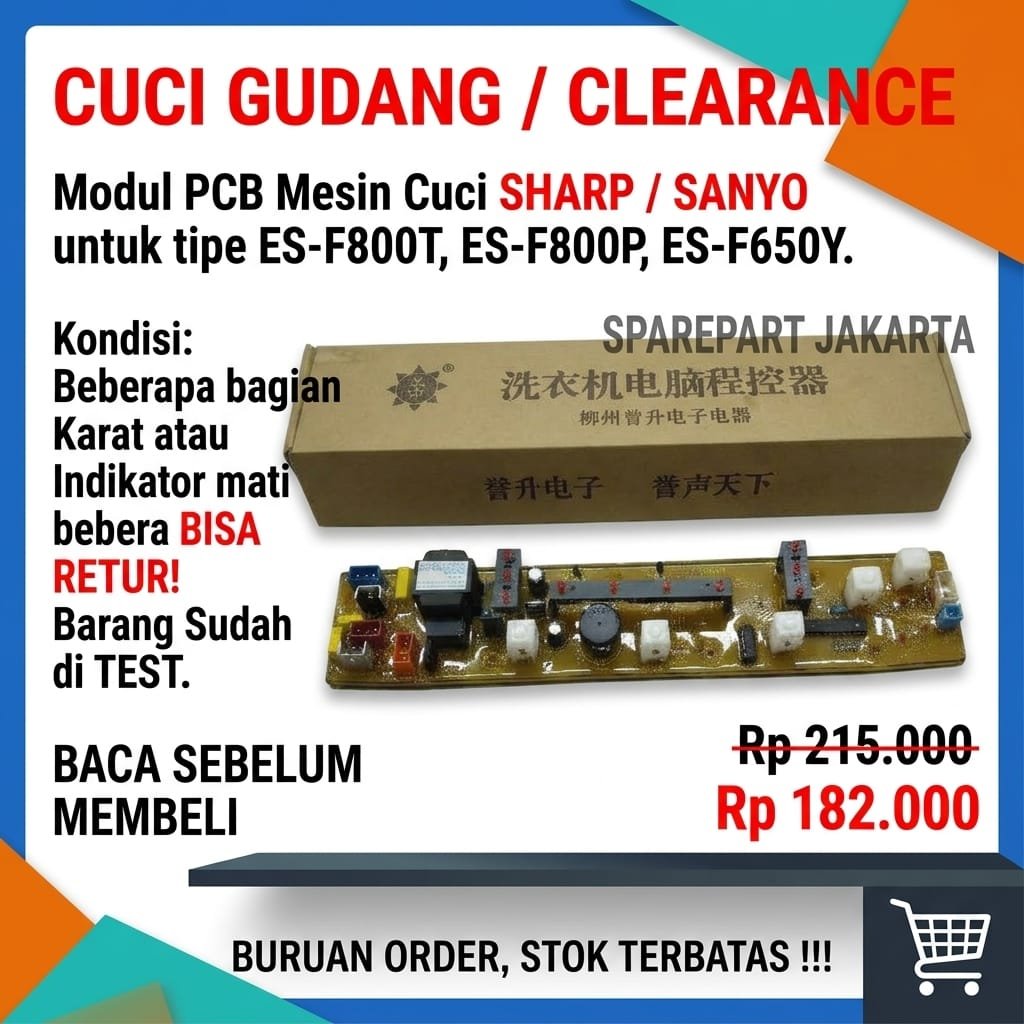 Cuci gudang modul pcb mesin cuci sanyo / sharp ES-F800T / ES-F800P/ ES-650Y W-333