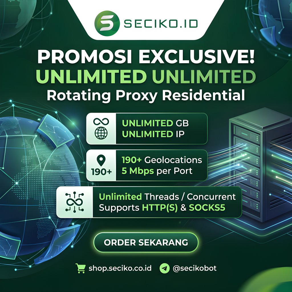 [30 DAY] Proxy Residential Unlimited Kuota & IP Rotating Proxy Support Multi Negara