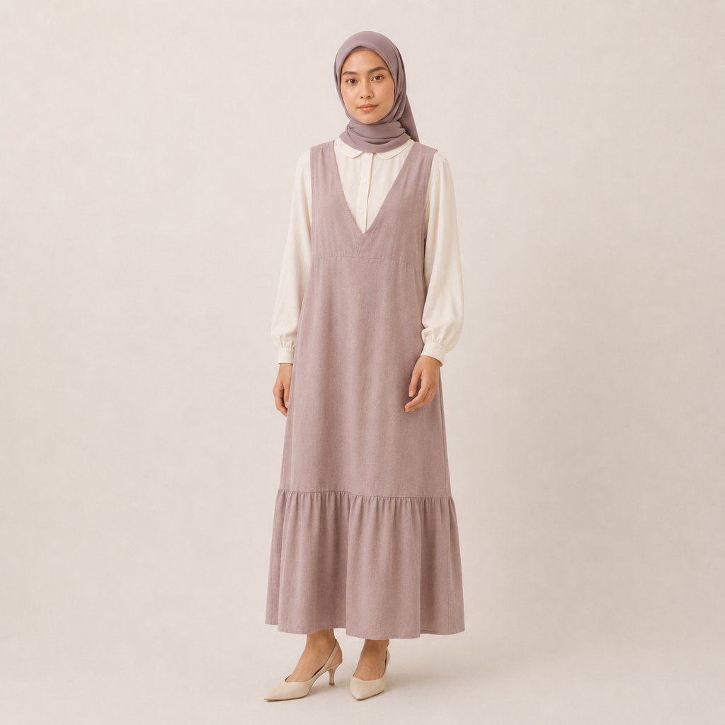 PRIVE — Anwa Overall | Dress Overall Wanita Detail V-Neck Ruffle Casual