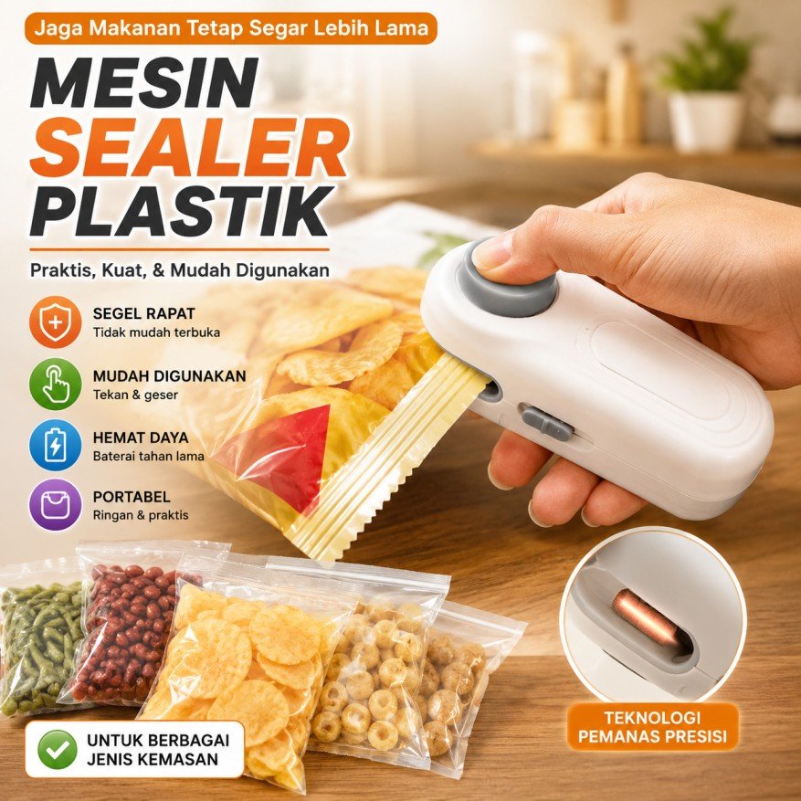 Alat Press Perekat Plastik Sealer Mini Portable Press Kemasan Plastik