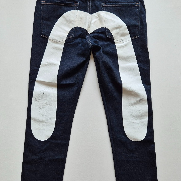 EVISU Big Daicock Stretch Slim Straight Denim Celana Panjang Jeans Pria Size 32