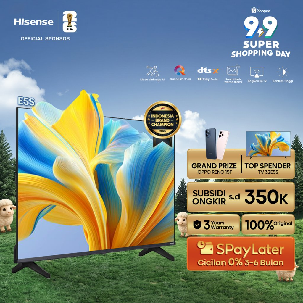 Hisense 2K QLED TV E5S- 32/40/43/50 inch- Vidaa Smart Digital TV- Quantum Dot Colour- DTS X Dolby Au