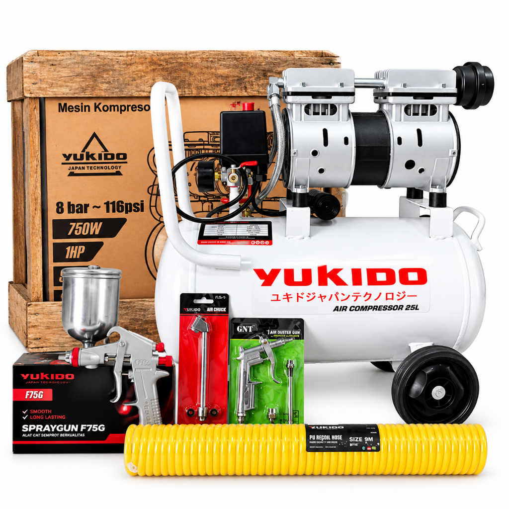 PAKET TUKANG PREMIUM CAT 7  ITEM LAKONI KOMPRESOR 9 LITER Mesin Kompresor Listrik Dengan selang reco