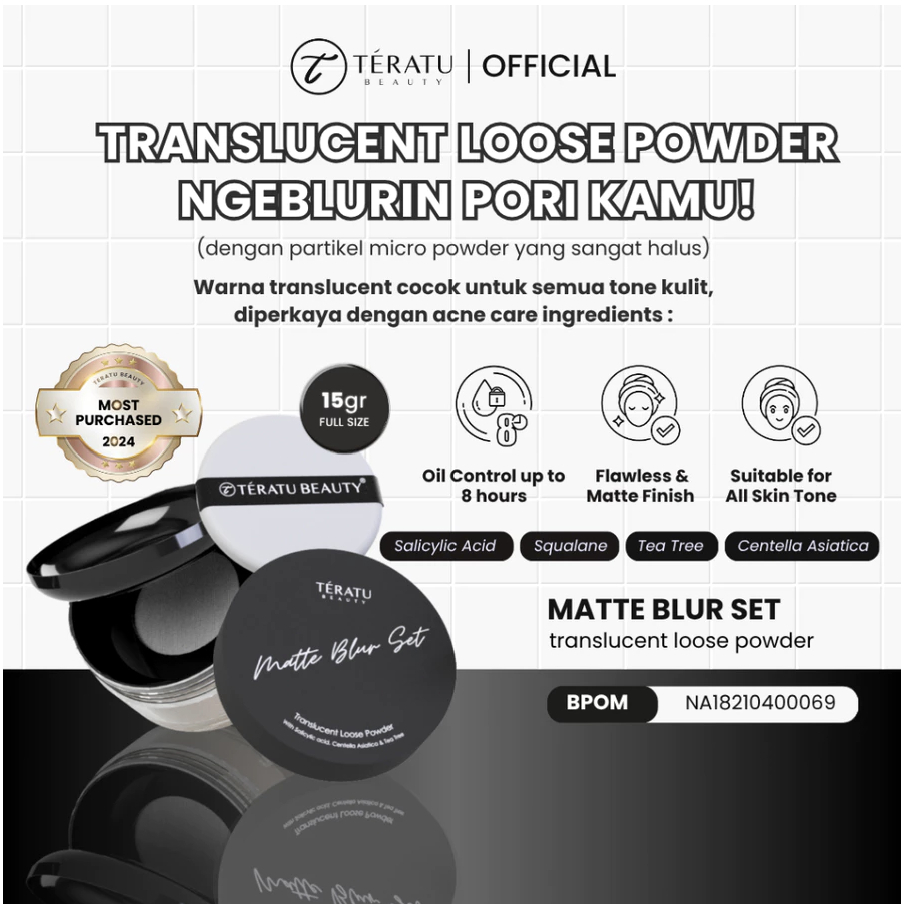 Teratu Matte Blur Set Translucent Loose Powder - 15 gram