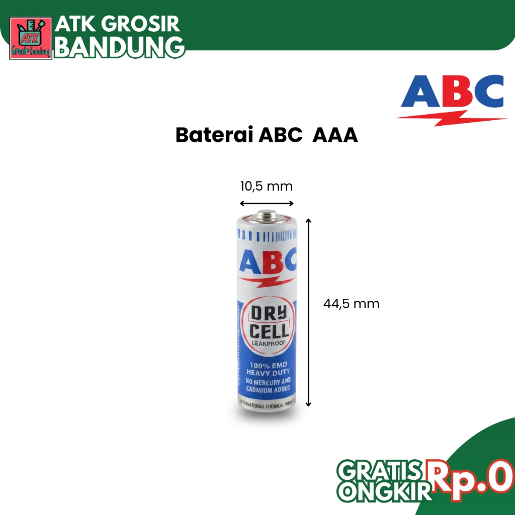 Baterai ABC Biru AAA R3 Batu Batre Size Kecil Batrei ABC Biru 1.5 V - 1 PCS / SATUAN - SHAGB