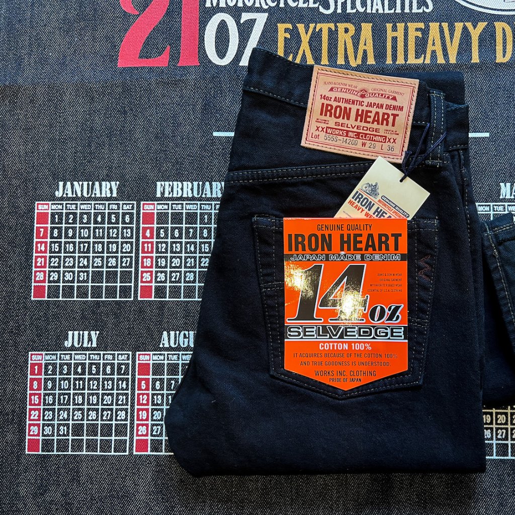 Iron Heart IH-555S-142OD 14oz Indigo Overdyed Black Selvage Slim Jeans
