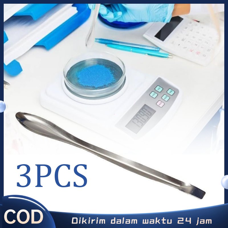 18CM 3pcs Spatula Laboratorium Sendok Spatel Stainless Sendok Pengambilan Sampel Spatula Logam Labor