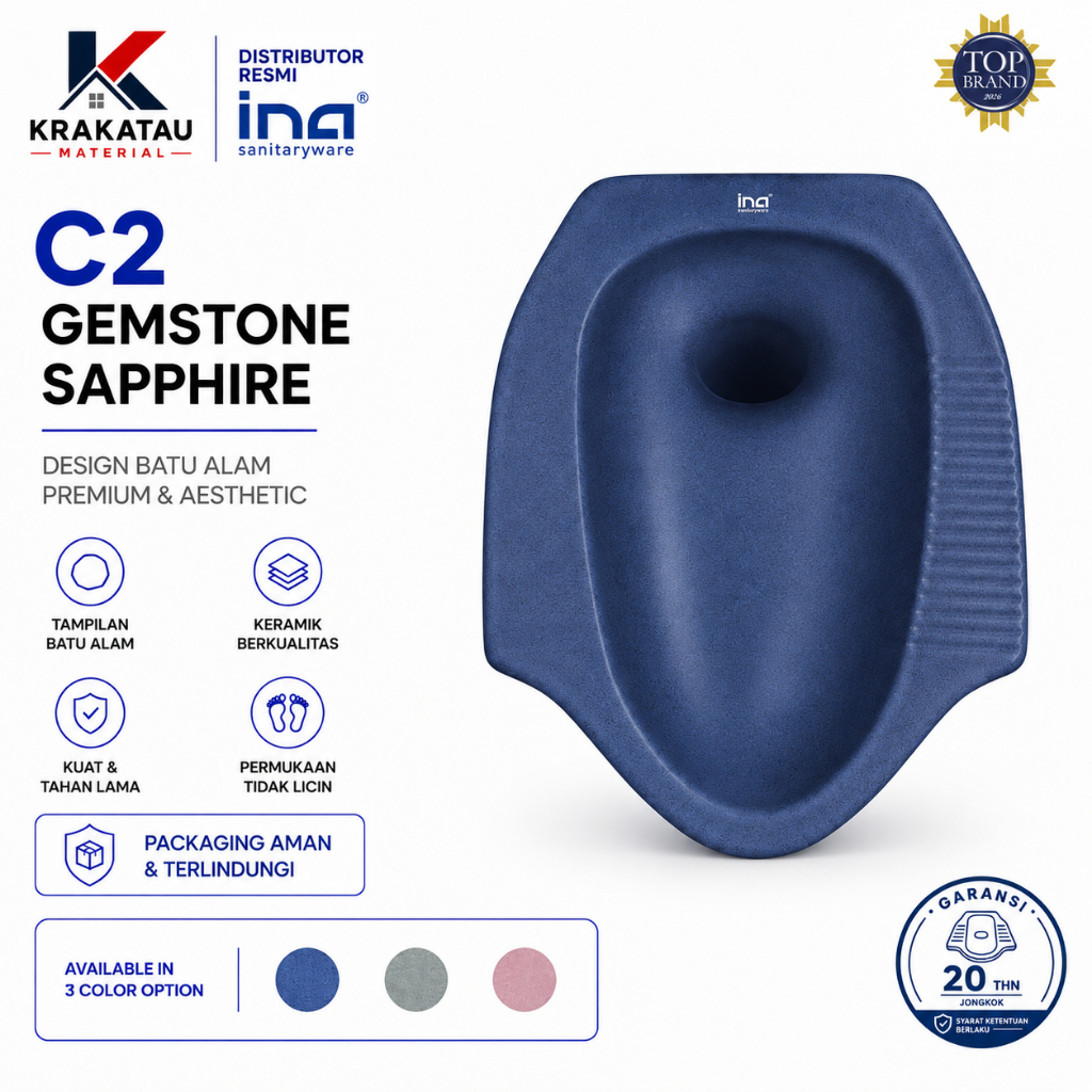 Wc Jongkok | Kloset Jongkok Ina Original | Distributor Resmi Ina | C2 Gemstone Sapphire - Krakatau M