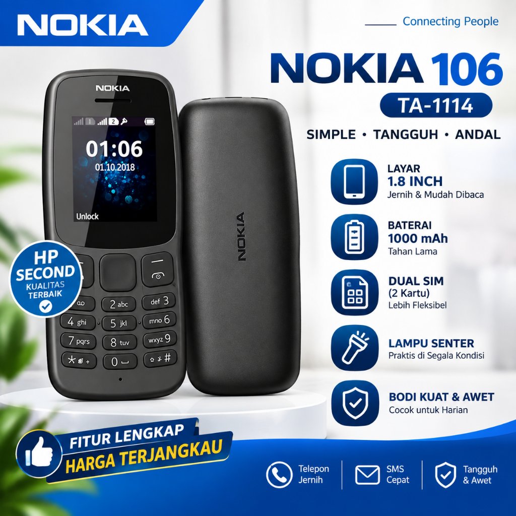 HP Jadul Nokia Second Original - Nokia 105,106,110, Dual Sim - Nokia Lama Desain Klasik Normal Siap 